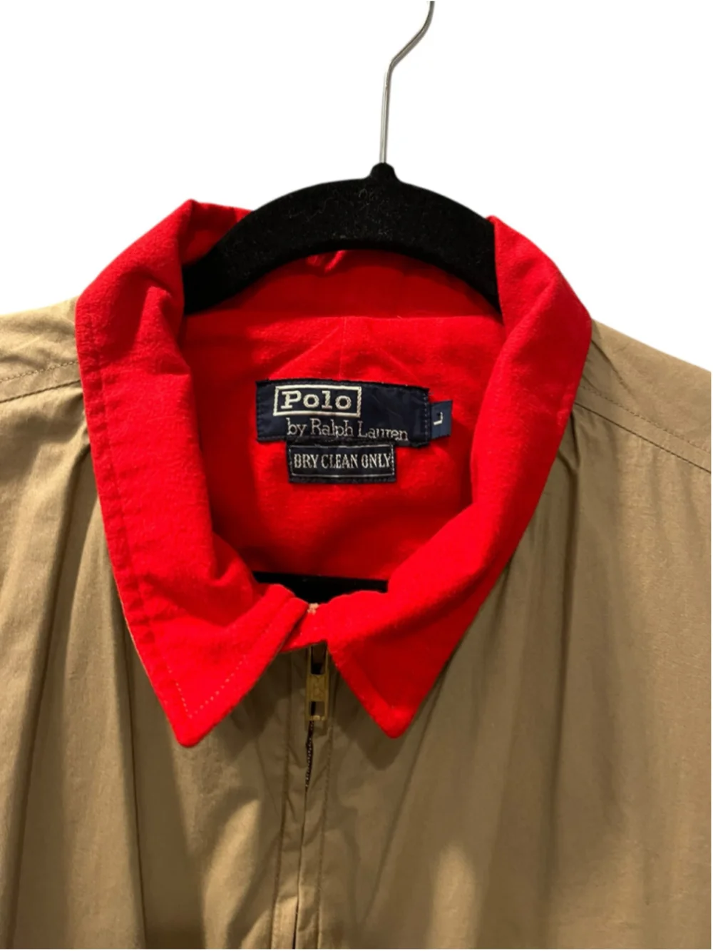 Vintage 80s Polo Ralph Lauren Uni Crest Harrington Drizzler Jacket Khaki Red L